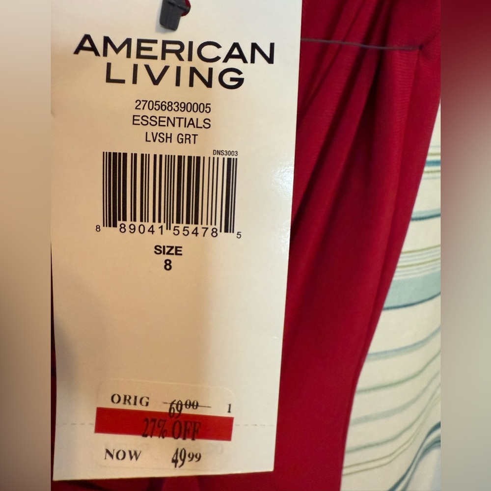 Womens American Living Red V Neck Wrap Dress Sz 8 Ruffle Stretch NWT NEW vneck - Picture 12 of 12